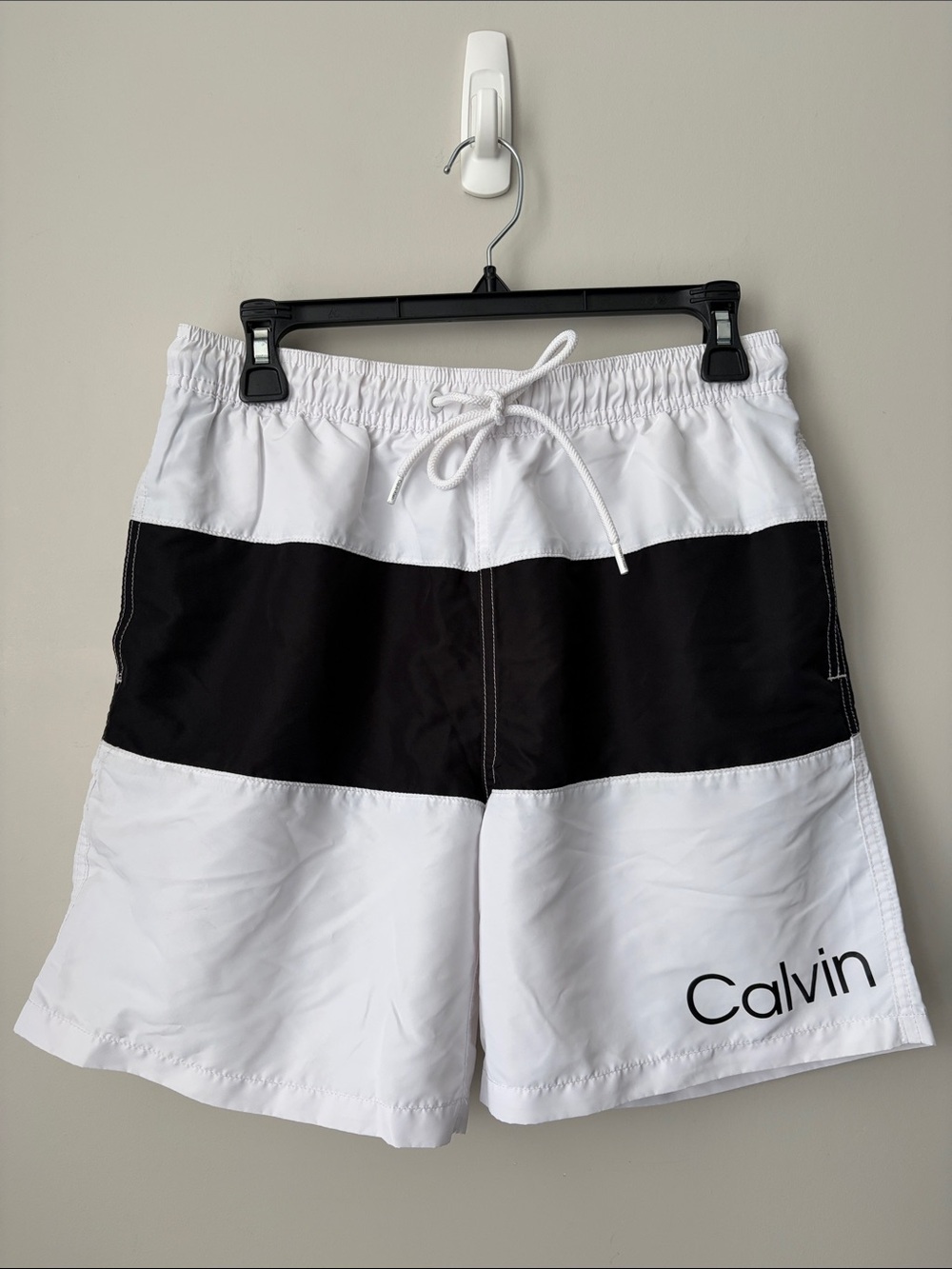 Calvin Klein White and Black Swim Shorts